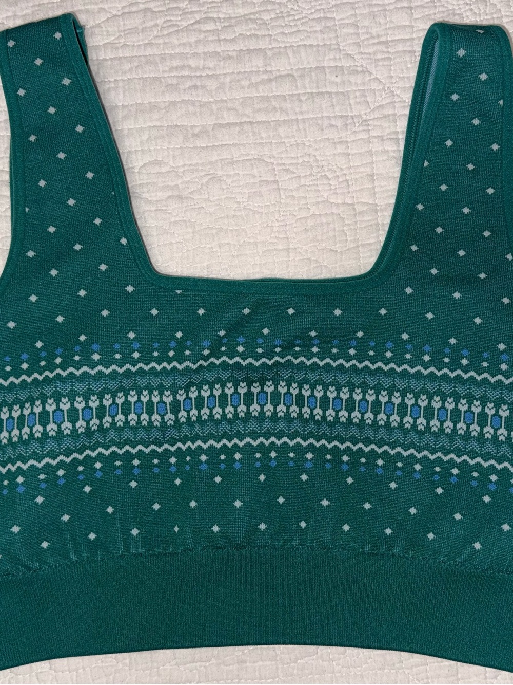Fabletics Teal Green Patterned Seamless Knit Bralette